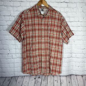North Face Men’s Red Plaid Short Sleeve Button Down Shirt size L Large